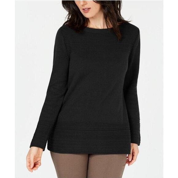 Karen Scott Ottoman-Stitch Boat-Neck Sweater L - Picture 1 of 2